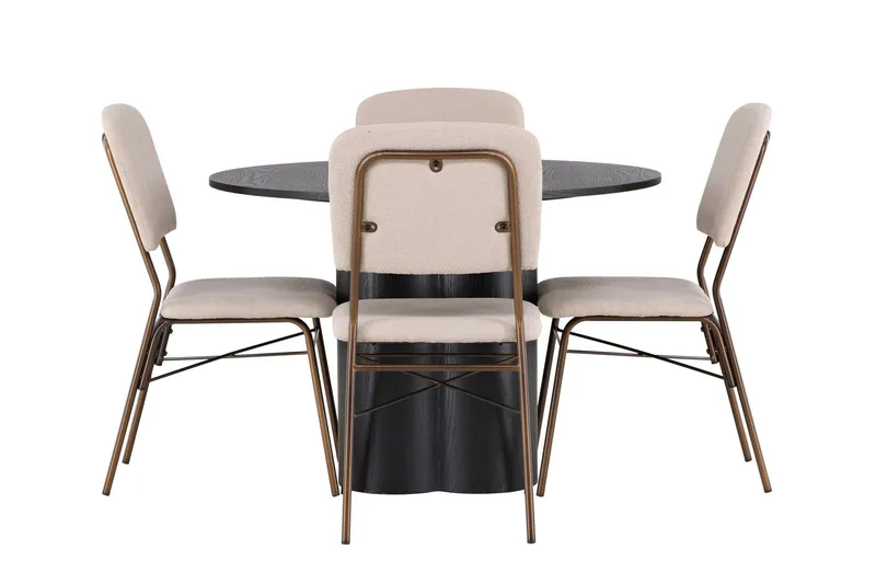 Olivia Matgrupp 110 cm Rund med 4 Seda Stolar - Beige — Venture Home