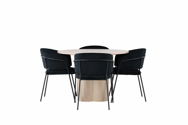Olivia Matgrupp 110 cm Rund med 4 Selma Stolar - Svart (Art.nr 3061425) — Venture Home