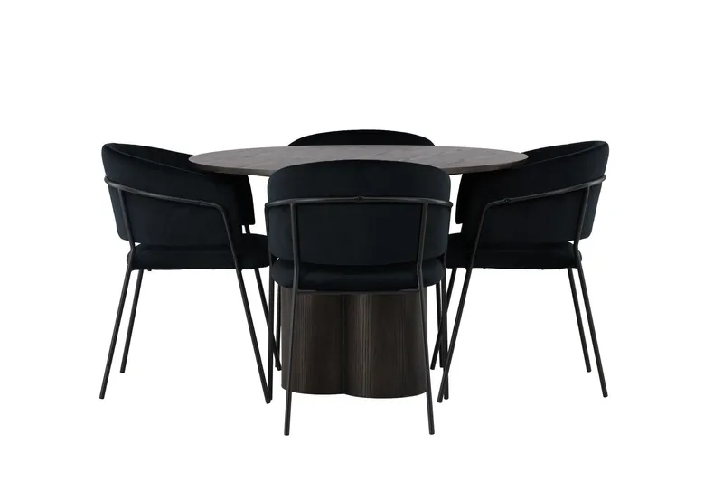 Olivia Matgrupp 110 cm Rund med 4 Selma Stolar - Svart (Art.nr 3061554) — Venture Home
