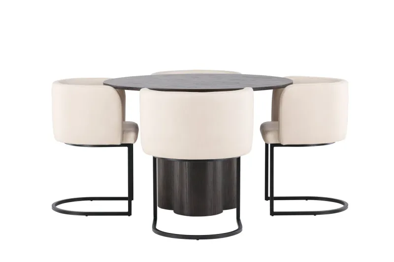 Olivia Matgrupp 110 cm Rund med 4 Simrishamn stolar - Beige — Venture Home