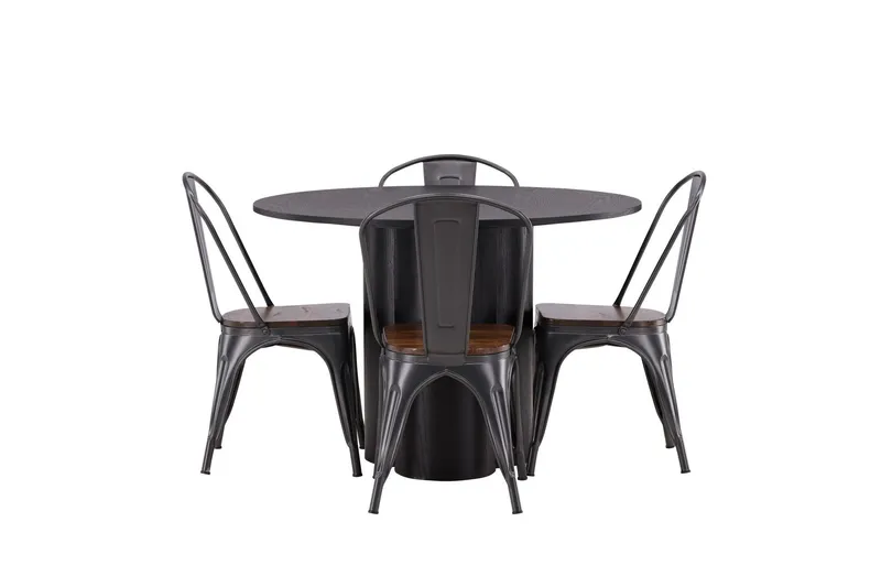 Olivia Matgrupp 110 cm Rund med 4 Tempe Stolar - Svart (Art.nr 3061675) — Venture Home
