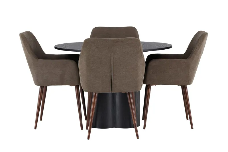 Olivia Matgrupp 110 cm Rund med 4 Tomorrow Stolar - Svart — Venture Home