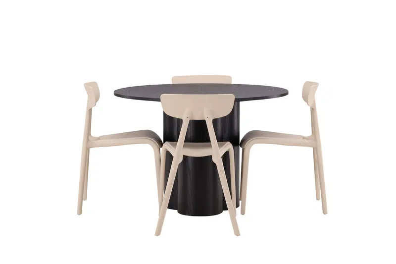 Olivia Matgrupp 110 cm Rund med 4 Ursholmen Stolar - Beige — Venture Home