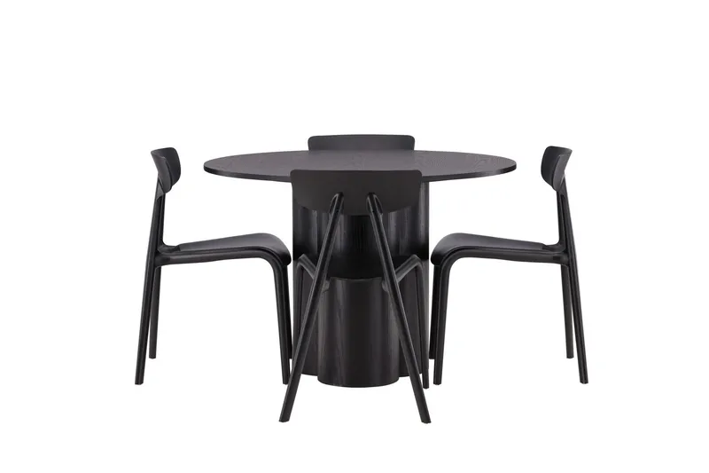 Olivia Matgrupp 110 cm Rund med 4 Ursholmen Stolar - Svart — Venture Home