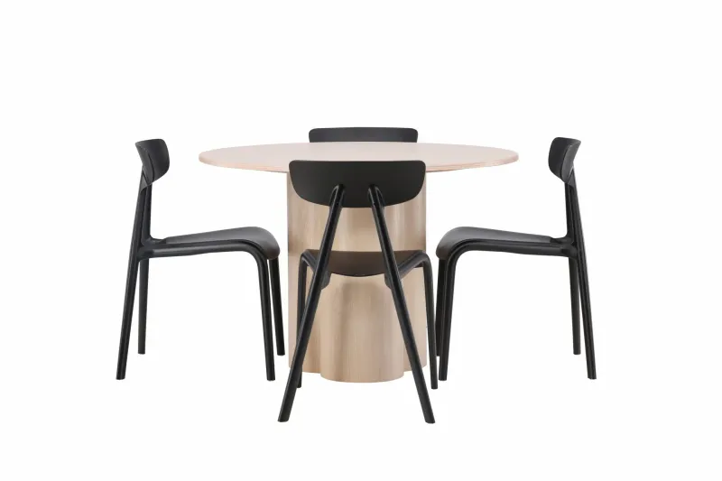 Olivia Matgrupp 110 cm Rund med 4 Ursholmen stolar - Whitewash — Venture Home