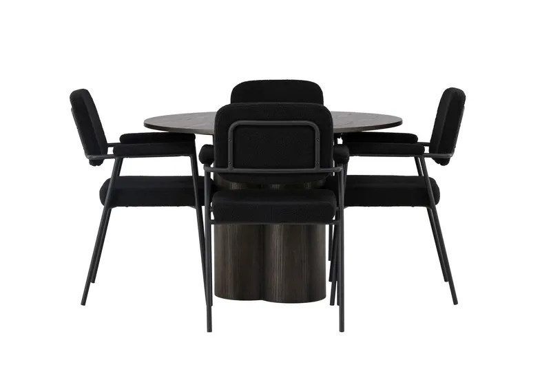 Olivia Matgrupp 110 cm Rund med 4 Yesterday stolar - Svart — Venture Home