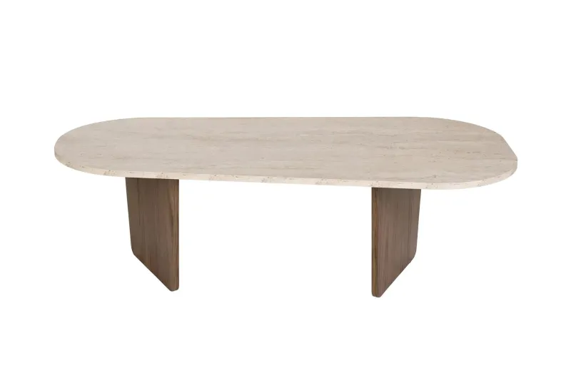 Omari Soffbord 130 cm - Travertin och valnöt — Travertin och valnöt