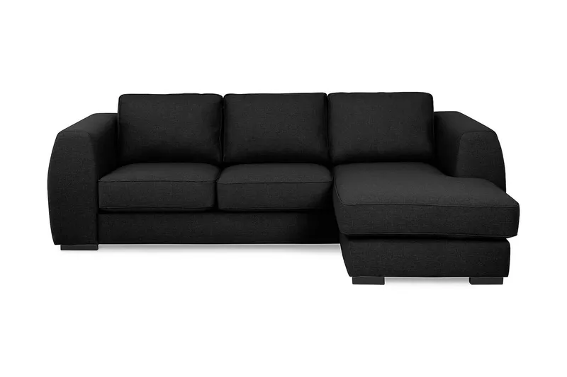 Optus 3-sits Vändbar L-formad Divansoffa i Tyg - Svart — Scandinavian Choice