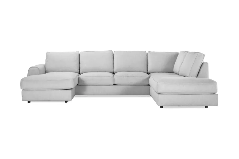 Optus Lyx 4-sits Högervänd U-formad Soffa med Divan och Schäslong i Tyg - Grå — Scandinavian Choice