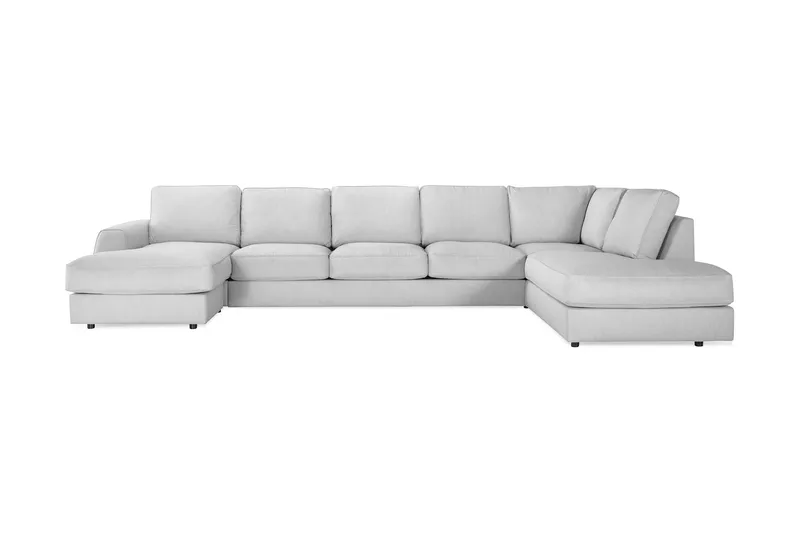 Optus Lyx 6-sits Högervänd U-formad Large Soffa med Divan och Schäslong i Tyg - Grå — Scandinavian Choice