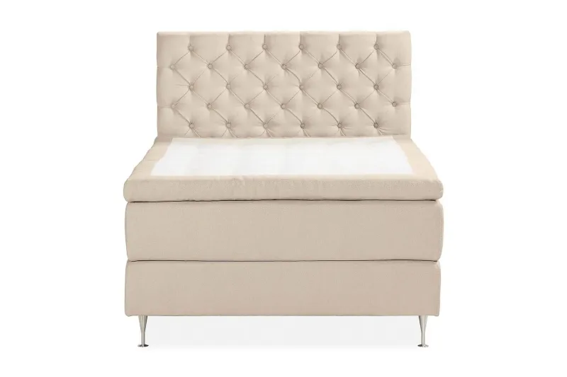 Oslo Lyx Sängpaket Boucle 140x200 Djuphäftad gavel - Beige — Drömvik