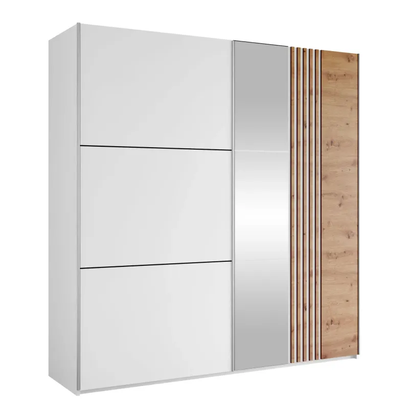 Osval Garderob med Spegel 203x215 cm - Vit/Brun — Vit/Brun