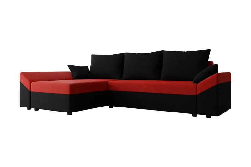 Ovadia 5-sits Bäddsoffa - Svart/Röd (Art.nr 1352028) — Svart/Röd