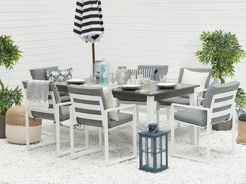 Pancole Trädgårdsmöbelset Med Utebord+6 Utestolar - Grå — Grå