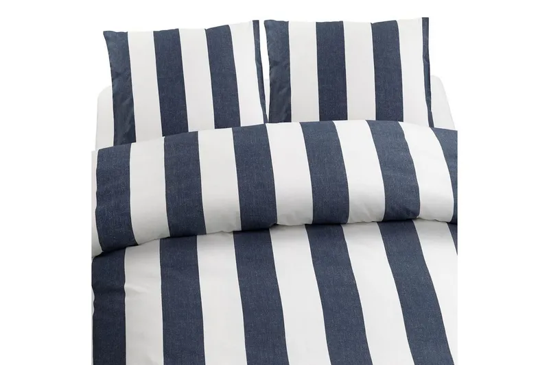 Påslakanset Dubbelsäng 3-Dels Block Stripe - Marinblå — Marinblå