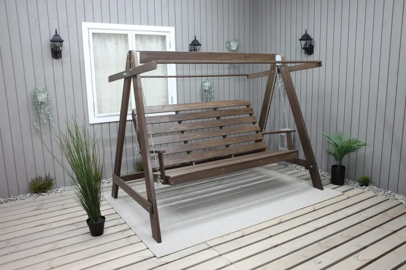 Pelle 3-sits Hammock utan tak - Brun — Brun
