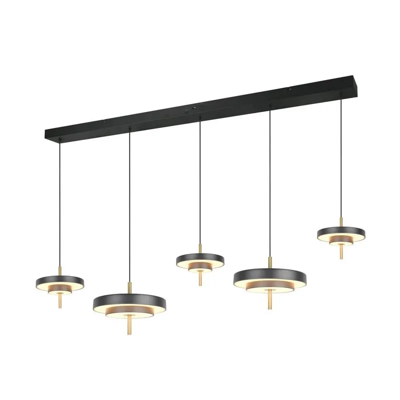 Pendel TRIO Keaton - 5 lampor, Mattsvart/Mässing — Trio Lighting