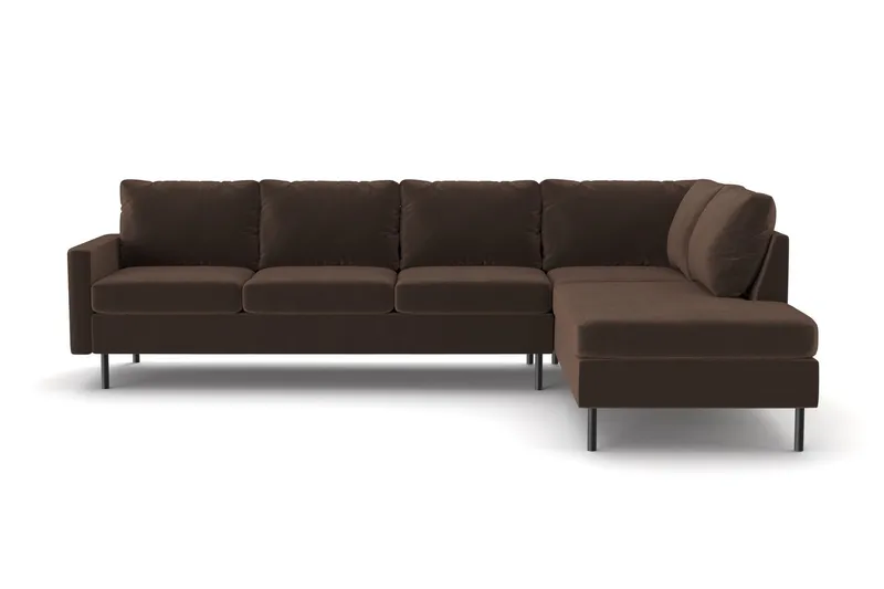 Peppe 4-sits Högervänd L-formad Schäslongsoffa i Manchester - Brun — Scandinavian Choice