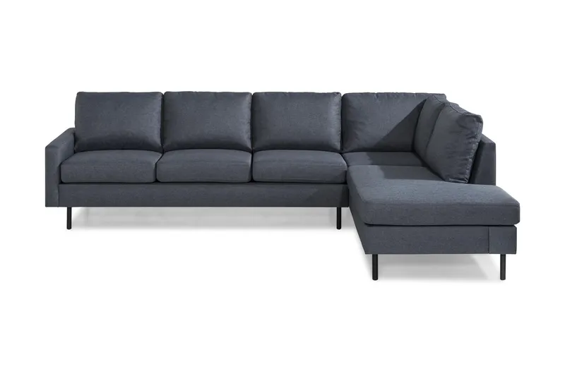 Peppe 4-sits Högervänd L-formad Schäslongsoffa i Tyg - Mörkgrå — Scandinavian Choice