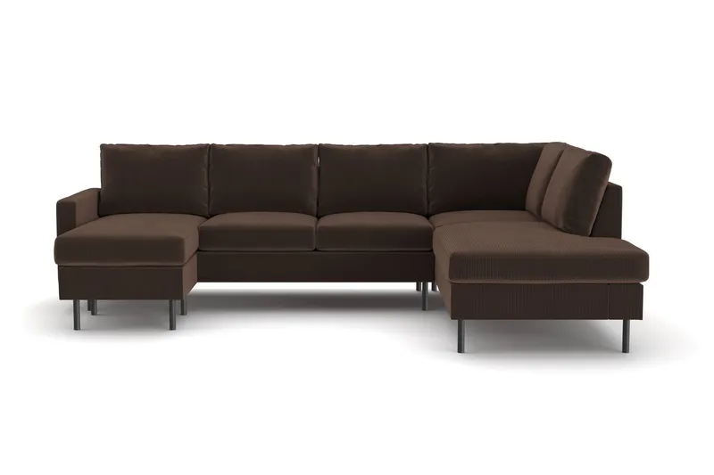 Peppe 4-sits Högervänd U-formad Soffa med Divan och Schäslong i Manchester - Brun — Scandinavian Choice