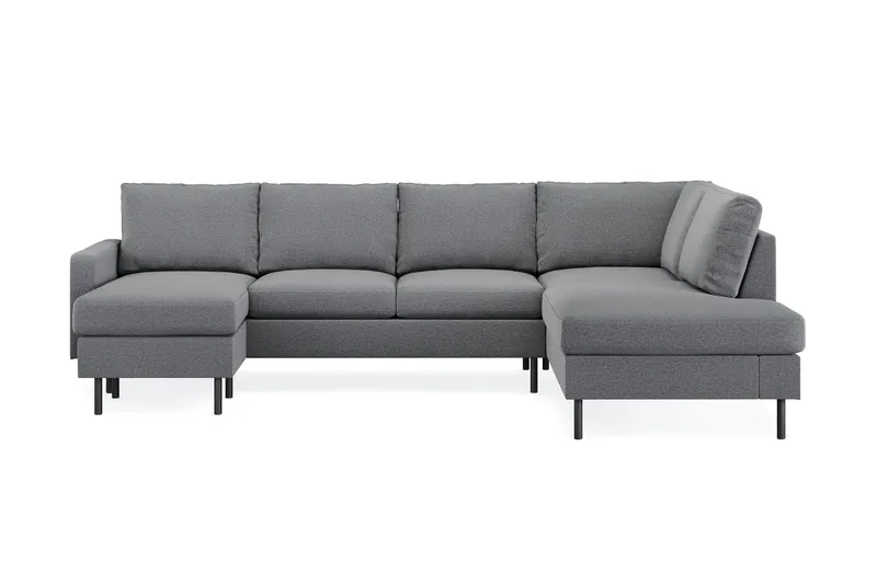 Peppe 4-sits Högervänd U-formad Soffa med Divan och Schäslong i Tyg - Ljusgrå — Scandinavian Choice