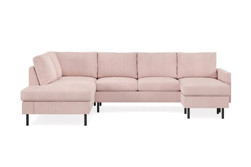 Peppe 4-sits Vänstervänd U-formad Soffa med Divan och Schäslong i Manchester - Rosa — Scandinavian Choice