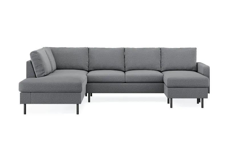 Peppe 4-sits Vänstervänd U-formad Soffa med Divan och Schäslong i Tyg - Ljusgrå — Scandinavian Choice