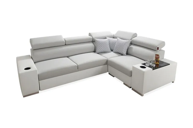 Perseo Divanbäddsoffa 282x205x95 cm - Beige/Grå/Vit — Beige/Grå/Vit