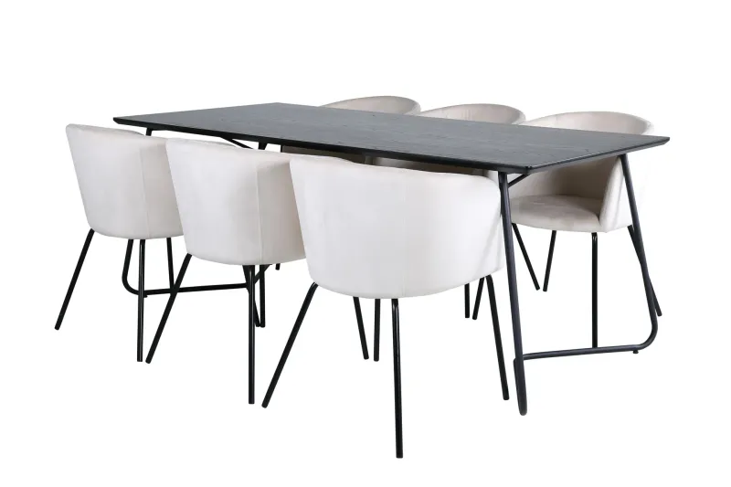 Petra Matgrupp 190 cm Rektangulär med 6 Berit stolar - Beige (Art.nr 3059899) — Venture Home