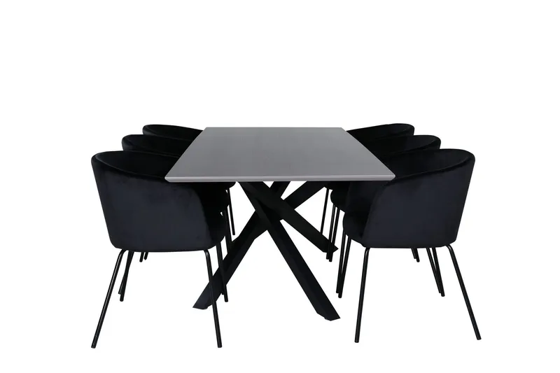 Piazza Matgrupp 180 cm Rektangulär med 6 Berit stolar - Svart (Art.nr 3059922) — Venture Home