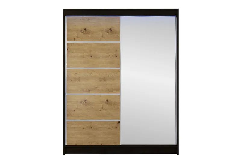 Pickering Garderob m. Spegel 150x200 cm - Svart/Brun (Art.nr 3099909) — Svart/Brun