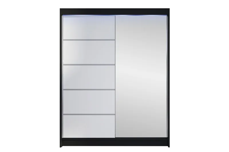 Pickering Garderob m. Spegel 150x200 cm - Svart/Vit — Svart/Vit