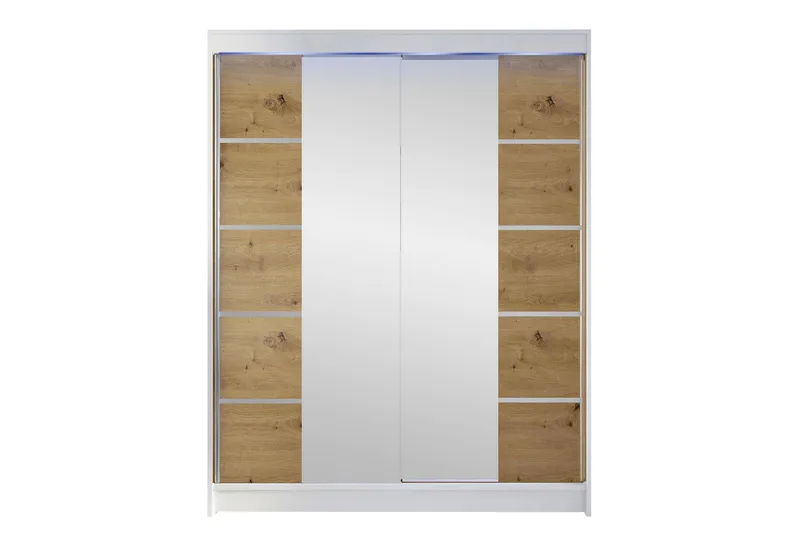 Pickering Garderob m. Spegel 150x200 cm - Vit/Brun (Art.nr 3099924) — Vit/Brun