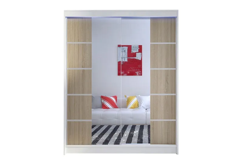 Pickering Garderob med Spegel 150x200 cm - Brun/Vit (Art.nr 3067545) — Brun/Vit