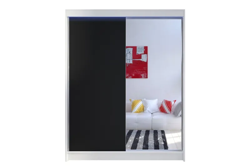 Pickering Garderob med Spegel 150x200 cm - Svart/Vit (Art.nr 3067526) — Svart/Vit