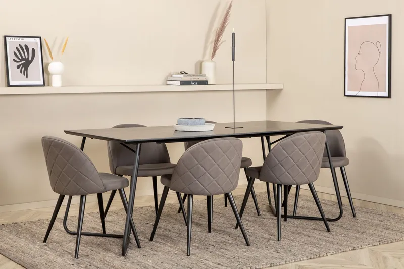 Pippi matbord med 6st Velvet matstol — Venture Home