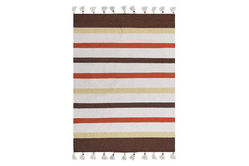Plattvävd Hisarli - Brun, gul, orange, beige, 140x200 cm — Brun, gul, orange, beige, 140x200 cm