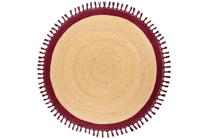 Plattvävd Marts - Beige, Röd, 200x200 cm — Beige, Röd, 200x200 cm