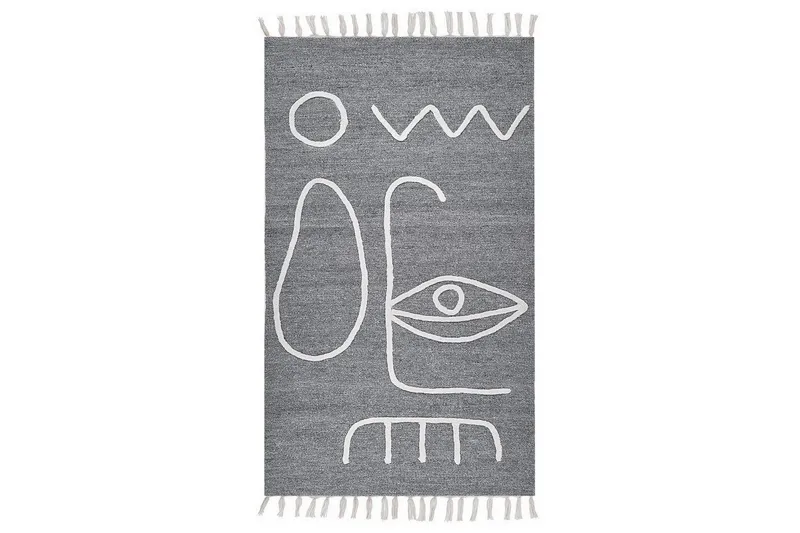 Plattvävd Yavu - Grå, vit, 80x150 cm — Grå, vit, 80x150 cm