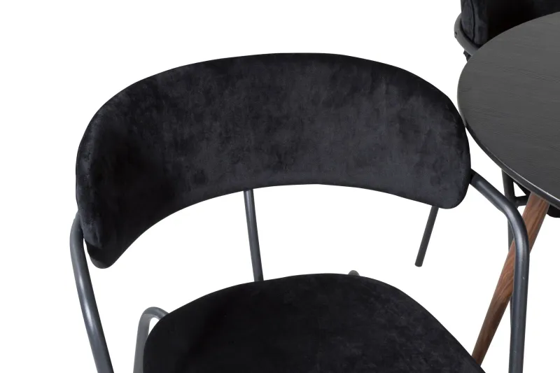Plaza Matgrupp 100 cm Rund med 4 Arrow stolar - Svart (Art.nr 3058864) — Venture Home