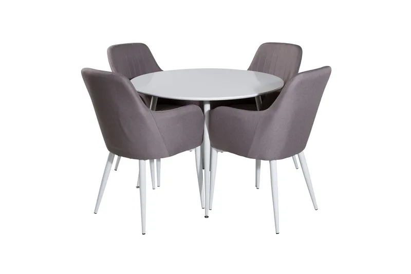Plaza Matgrupp 100 cm Rund med 4 Comfort stolar - Grå — Venture Home