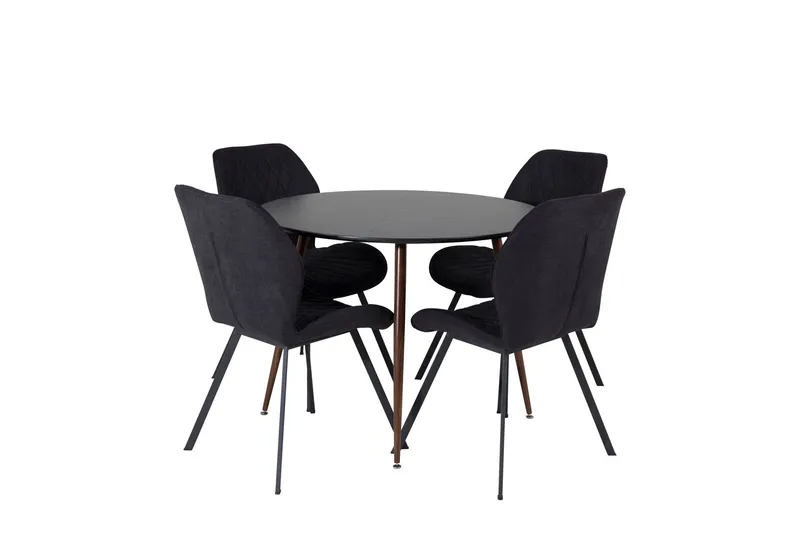 Plaza Matgrupp 100 cm Rund med 4 Gemma stolar - Svart (Art.nr 3058859) — Venture Home