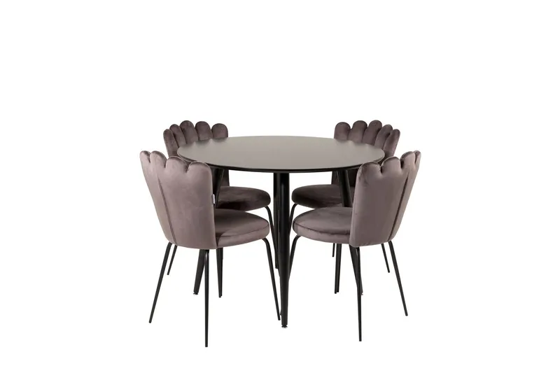 Plaza Matgrupp 100 cm Rund med 4 Limhamn stolar - Svart (Art.nr 3058889) — Venture Home