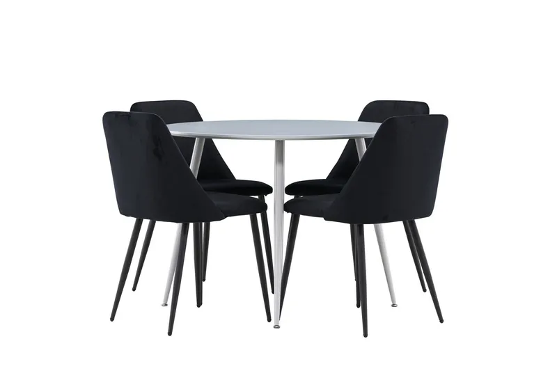 Plaza Matgrupp 100 cm Rund med 4 Night stolar - Grå/Svart — Venture Home