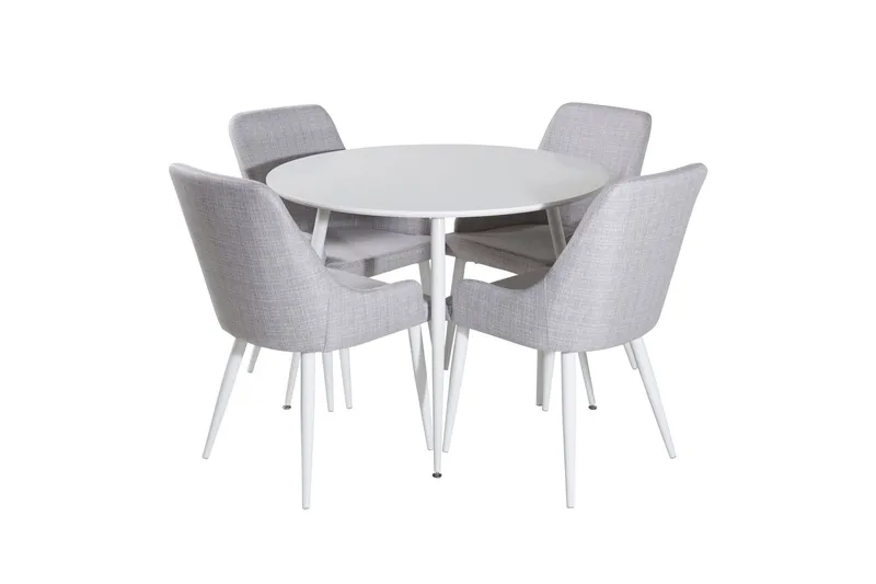 Plaza Matgrupp 100 cm Rund med 4 Plaza stolar - Grå (Art.nr 3058921) — Venture Home