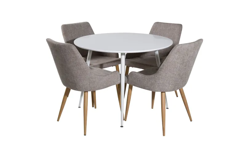 Plaza Matgrupp 100 cm Rund med 4 Plaza stolar - Grå (Art.nr 3059633) — Venture Home