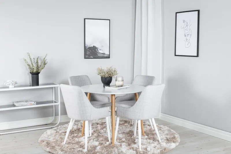 Plaza Matgrupp 100 cm Rund med 4 Plaza stolar - Grå (Art.nr 3058887) — Venture Home