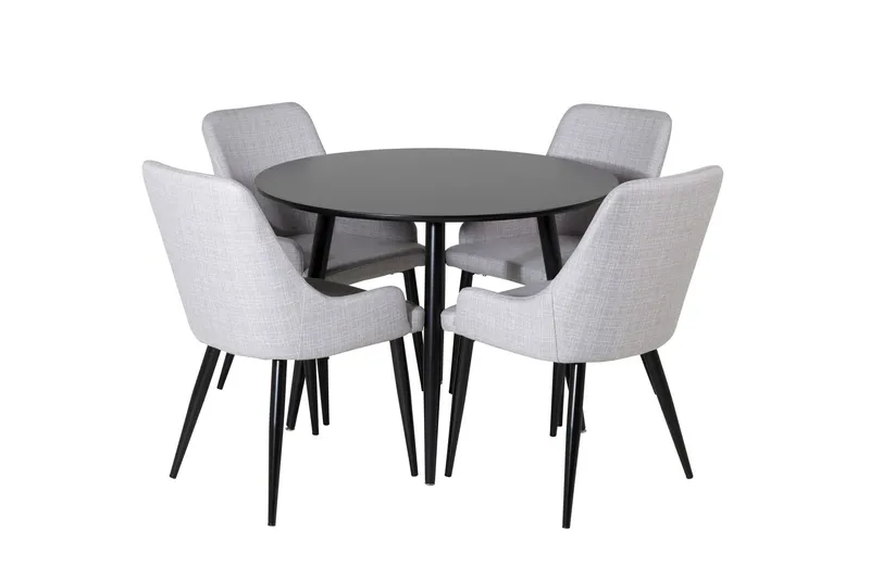 Plaza Matgrupp 100 cm Rund med 4 Plaza stolar - Svart — Venture Home