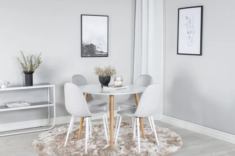 Plaza Matgrupp 100 cm Rund med 4 Polar stolar - Grå (Art.nr 3059740) — Venture Home