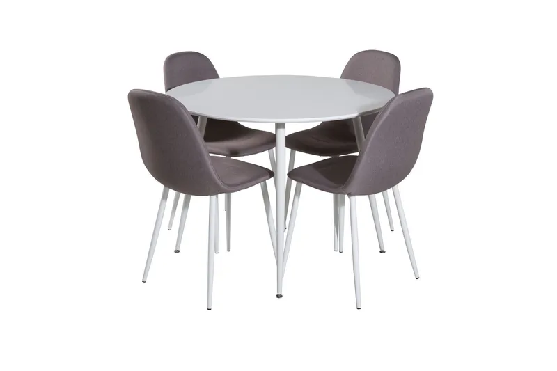Plaza Matgrupp 100 cm Rund med 4 Polar stolar - Grå (Art.nr 3059928) — Venture Home